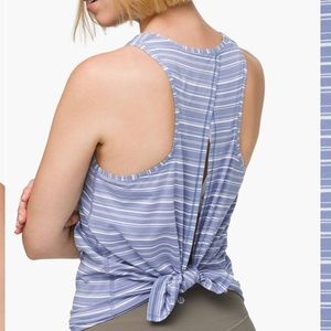 Lululemon All Tied Up Tank blue and white striped, size 6.
